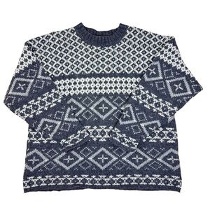 Vintage Newton‎ Trading Co Wool Sweater XL Fair Isle Gray